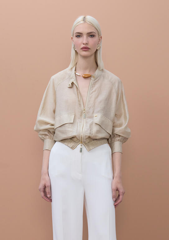 Bomber Jacket with Raglan Sleeves and Pockets