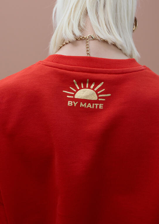 Crew Neck Fleece Sweatshirt with 'Good Day' Text