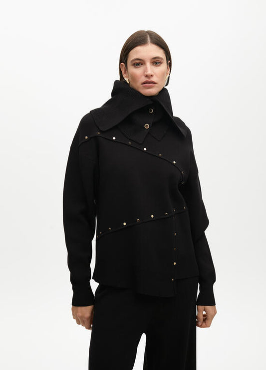 Deconstructed sweater with stud details