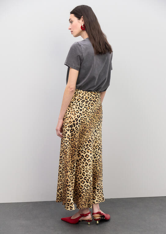 Satin Animal Print Skirt