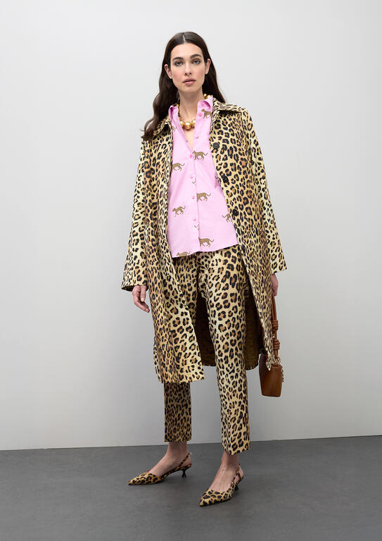 Animal Print Cropped Flare Pants