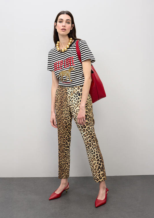 Animal Print Cropped Flare Pants