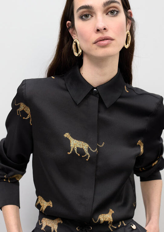 Satin Leopard Print Shirt