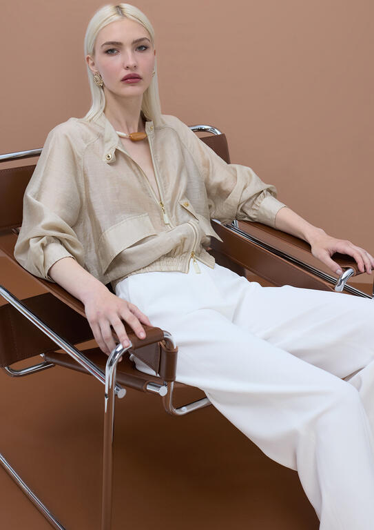 Bomber Jacket with Raglan Sleeves and Pockets