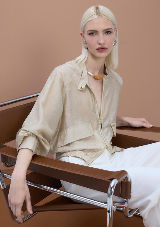 Bomber Jacket with Raglan Sleeves and Pockets